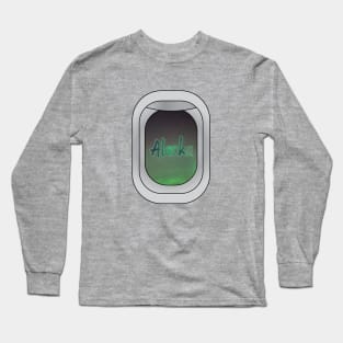 Northern Lights view from Plane Window | Alaska Souvenir Long Sleeve T-Shirt